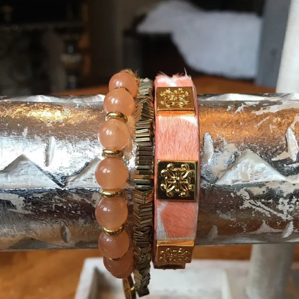 CORAL BRACELET Set of 2 Rustic Cuffs!